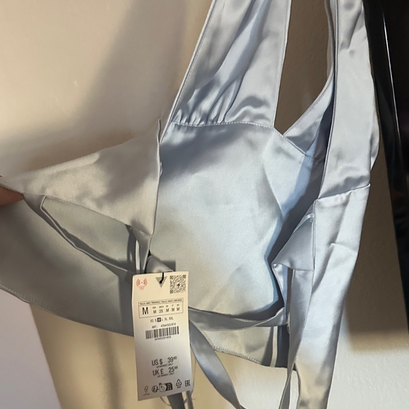 Zara Light Gray Satin Top - Picture 4 of 4